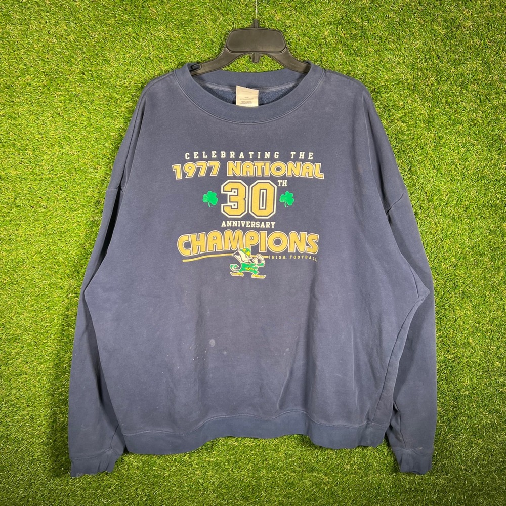 Adidas Notre Dame Fighting Irish 1977 National Champions Sweatshirt Navy 2XL